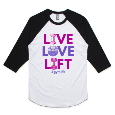Live Love Lift - Unisex Raglan Tee Thumbnail