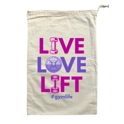 Live Love Lift - Large Calico Bag Thumbnail