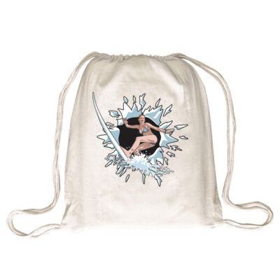 Breakout Surfing Woman - Drawstring Backpack Thumbnail