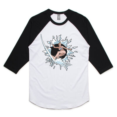 Breakout Surfing Woman - Unisex Raglan Tee Thumbnail