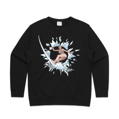 Breakout Surfing Woman - Womens Premium Crew Thumbnail