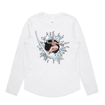 Breakout Surfing Woman - Womens Curve Longsleeve Tee Thumbnail